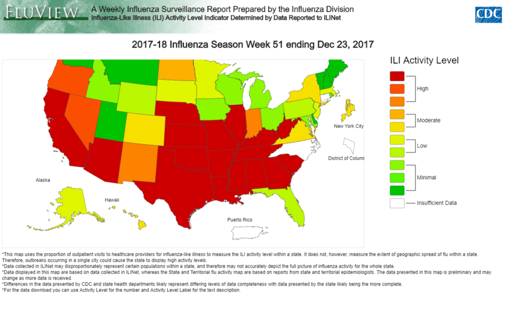 CDC Flu Map 2017 WKI Texas Blog